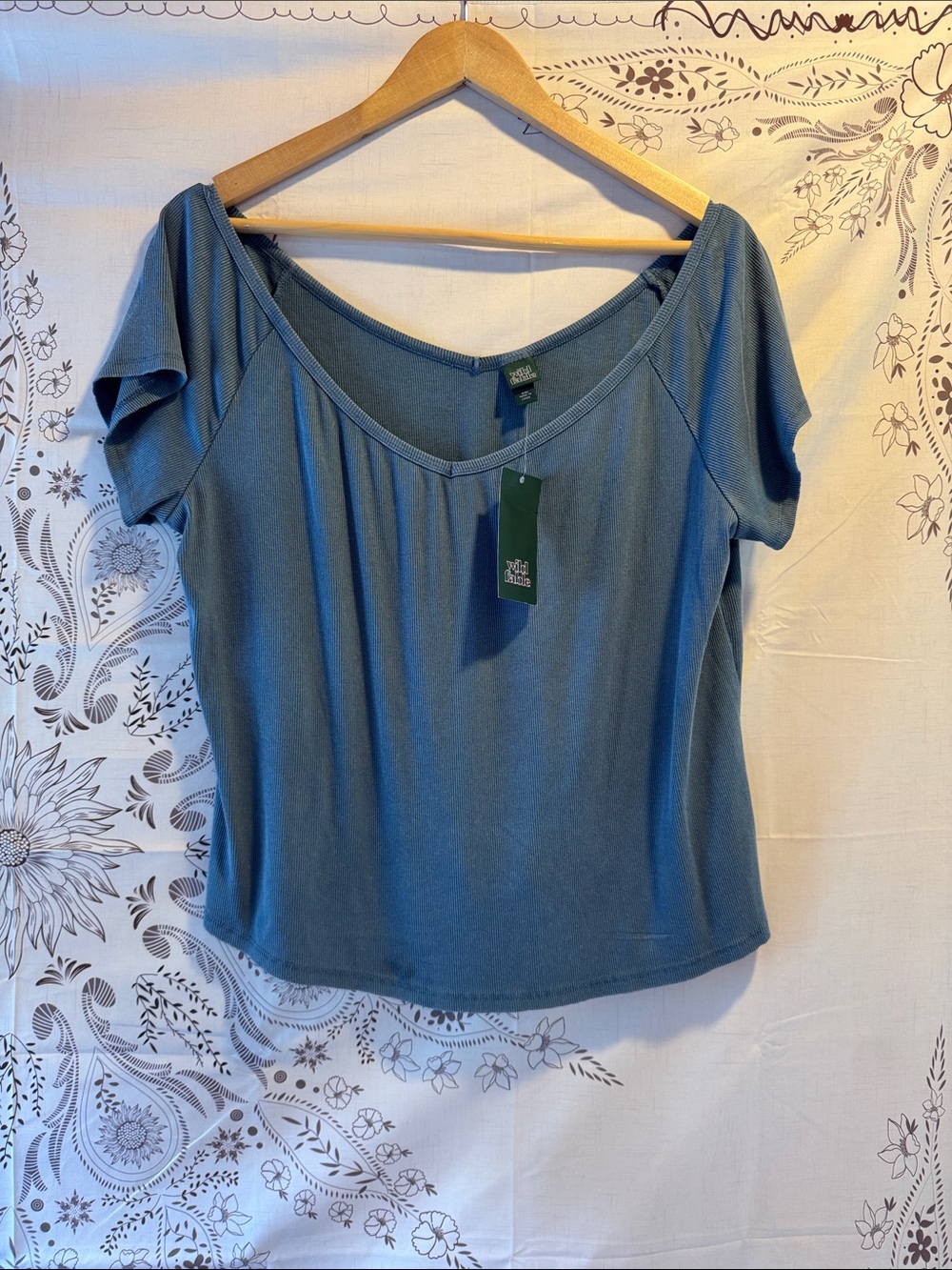 Wild fable Women's Slate Blue Scoop Neck Short Sleeve Top